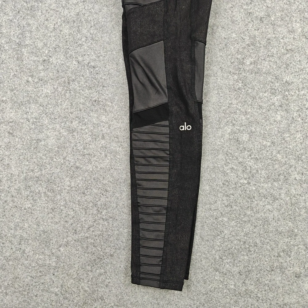 Alo Yoga Leggings Womens Small Black Moto Ankle Yoga‎ Athletic Colorblock